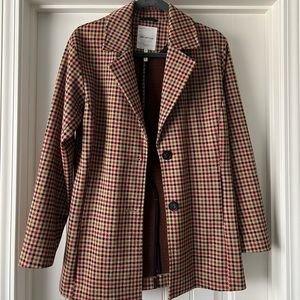 Anthropologie Avec Les Filles Longline Plaid Blazer
